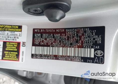 2018 Toyota Corolla Se из США, поврежденный, VIN 2T1BURHE7JC972588